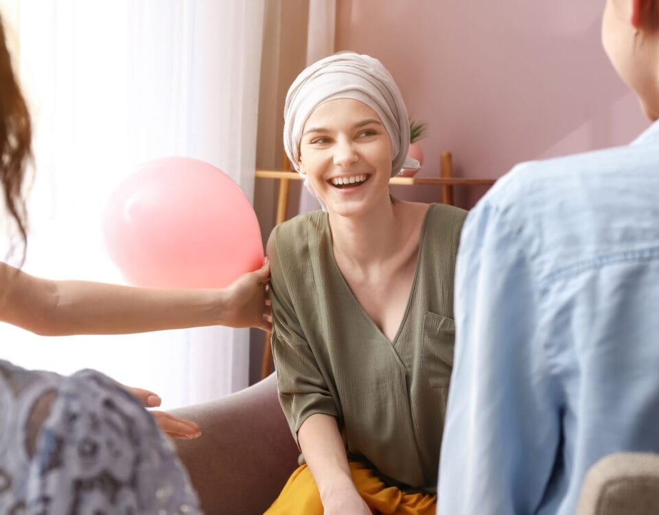 Women visiting her friend after chemotherapy at home